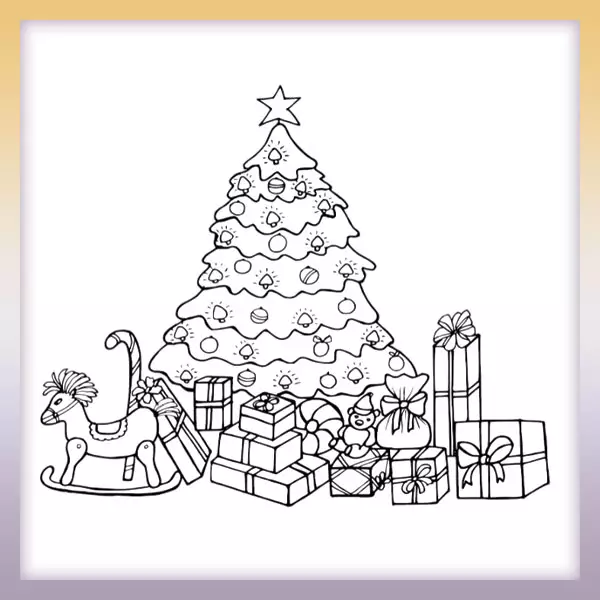 Weihnachtsgeschenke unterm Baum - Online-Malvorlagen für Kinder