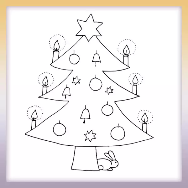 Weihnachtsbaum und Hase - Online-Malvorlagen für Kinder