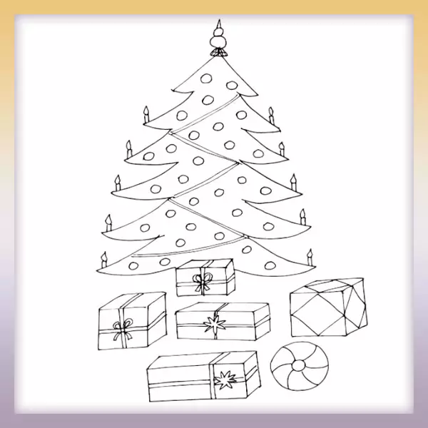 Weihnachtsbaum mit Geschenken - Online-Malvorlagen für Kinder