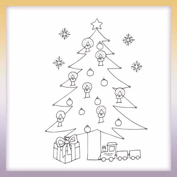 Weihnachtsbaum mit Stern - Online-Malvorlagen für Kinder