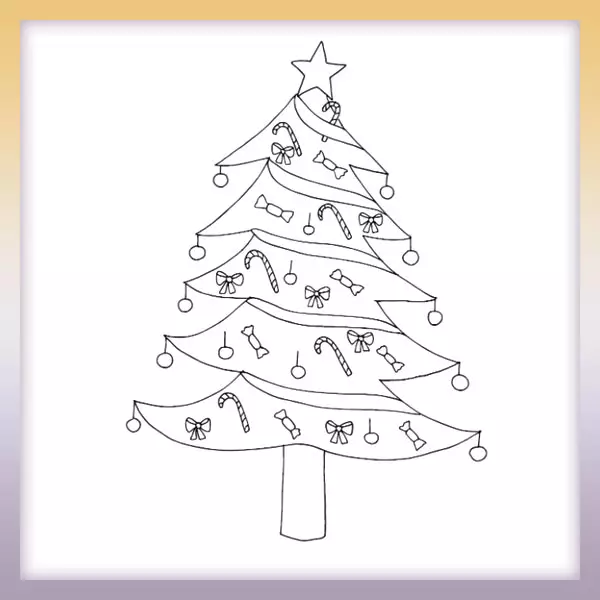 Weihnachtsbaum mit Dekoration - Online-Malvorlagen für Kinder
