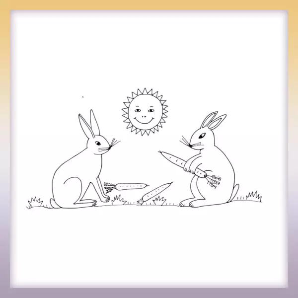 Kaninchen mit Karotte - Online-Malvorlagen für Kinder